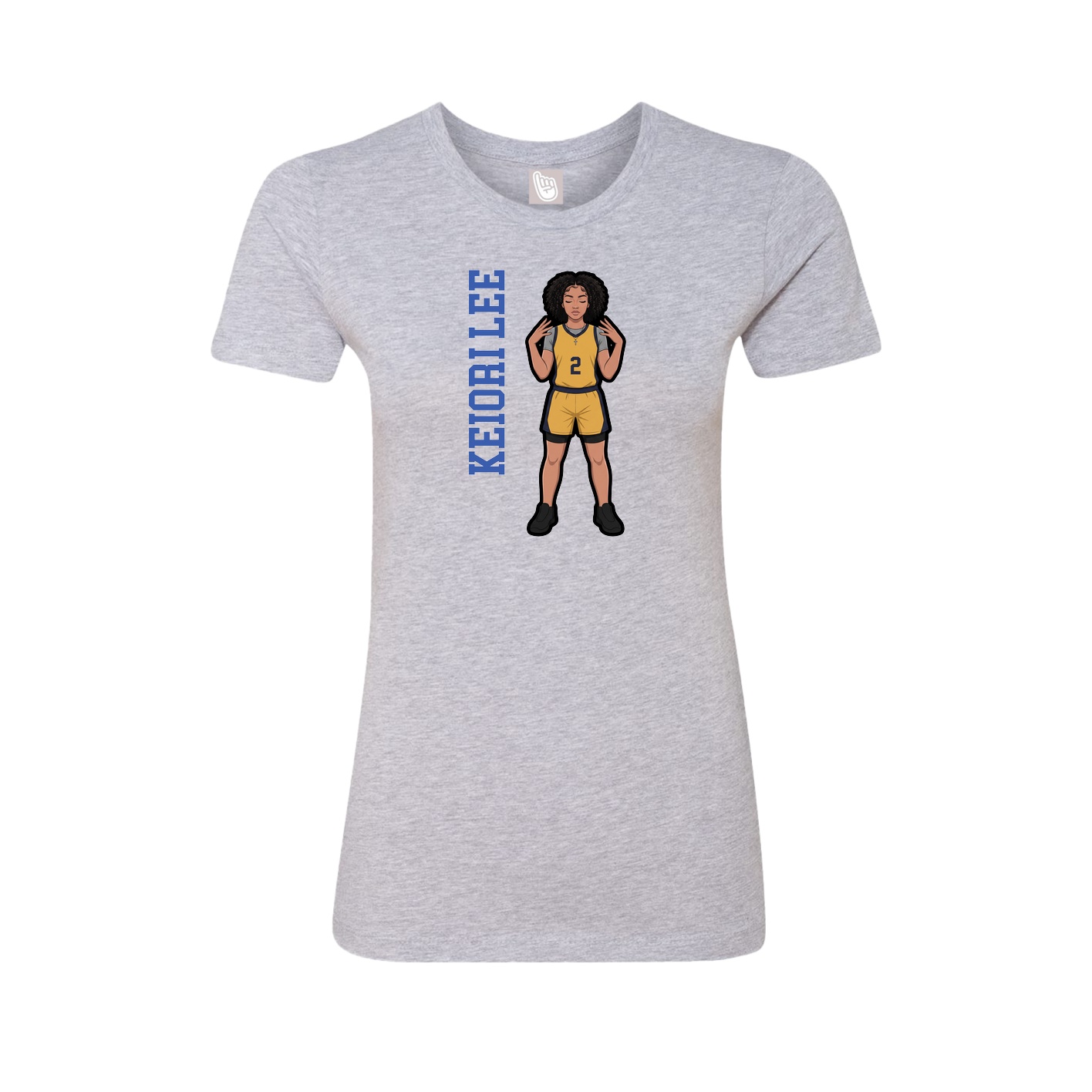 Fitted Women's Tee — Name Vertical in Grey
