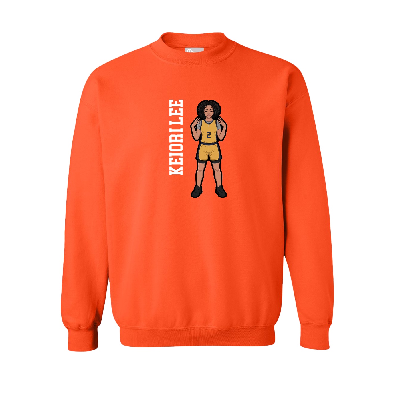 Fleece Crew — Name Vertical in Orange