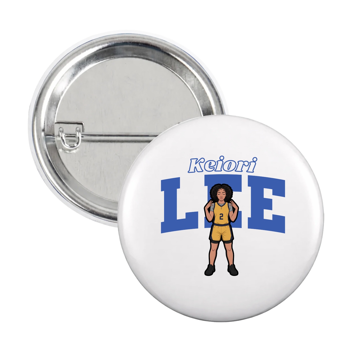 Game Day Button — Name Arch in White