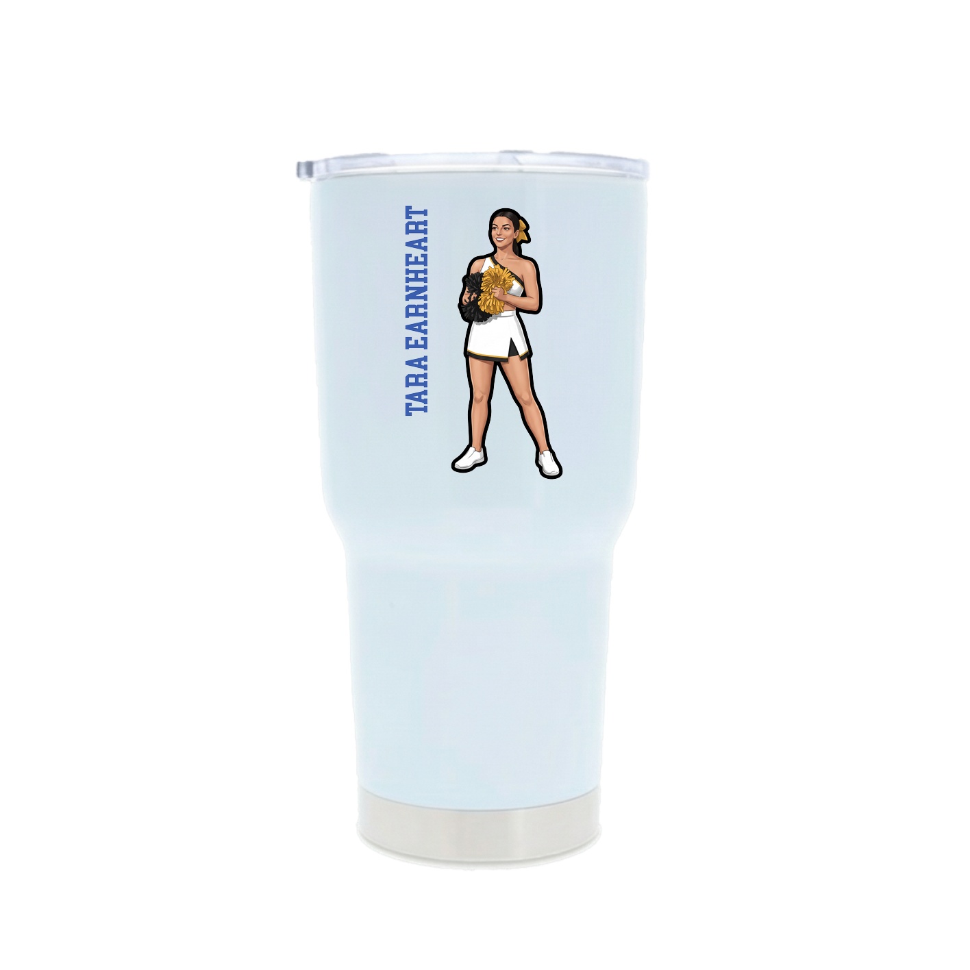 30oz Stainless Steel Tumbler — Name Vertical in White