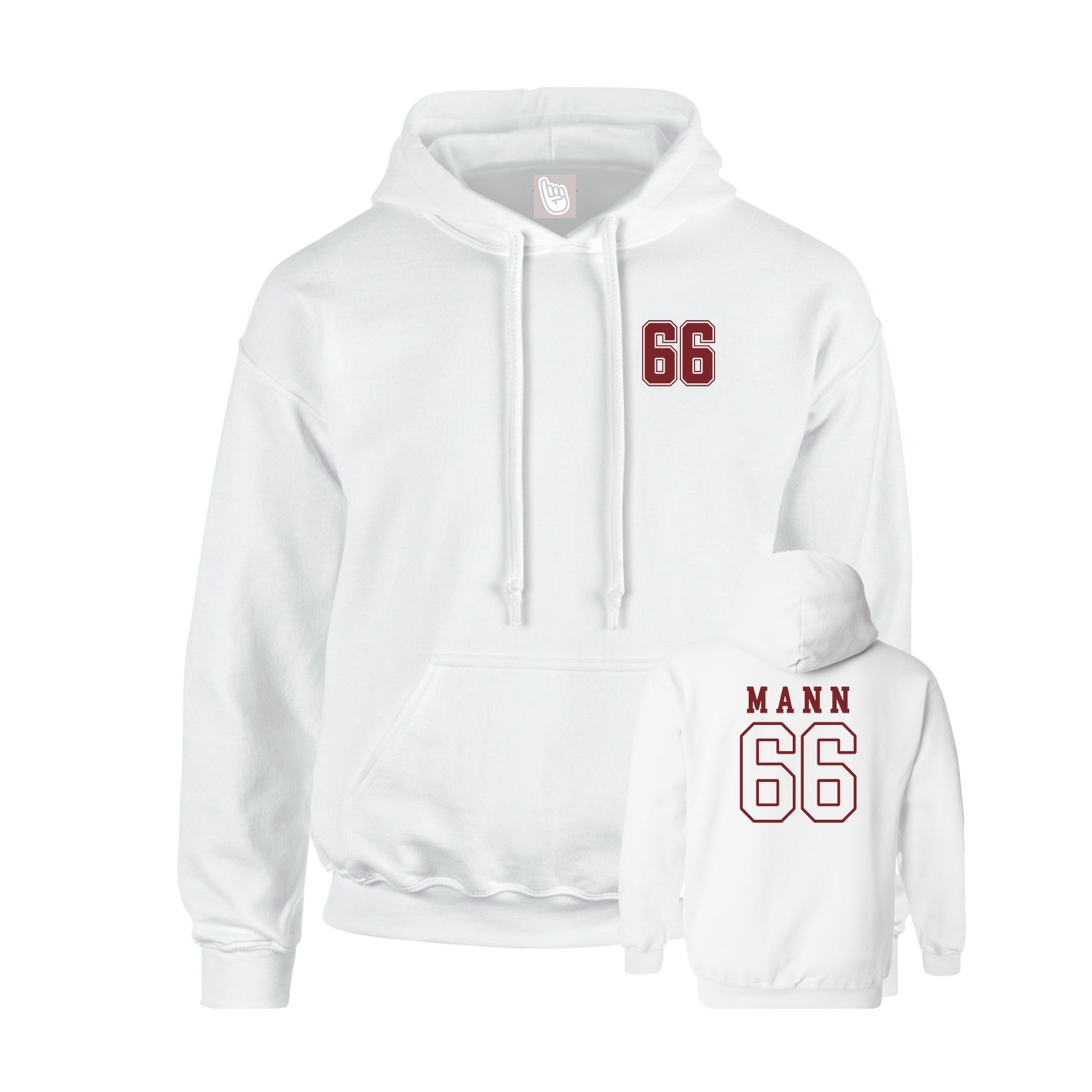 Youth Hoodie — Chest Back in White