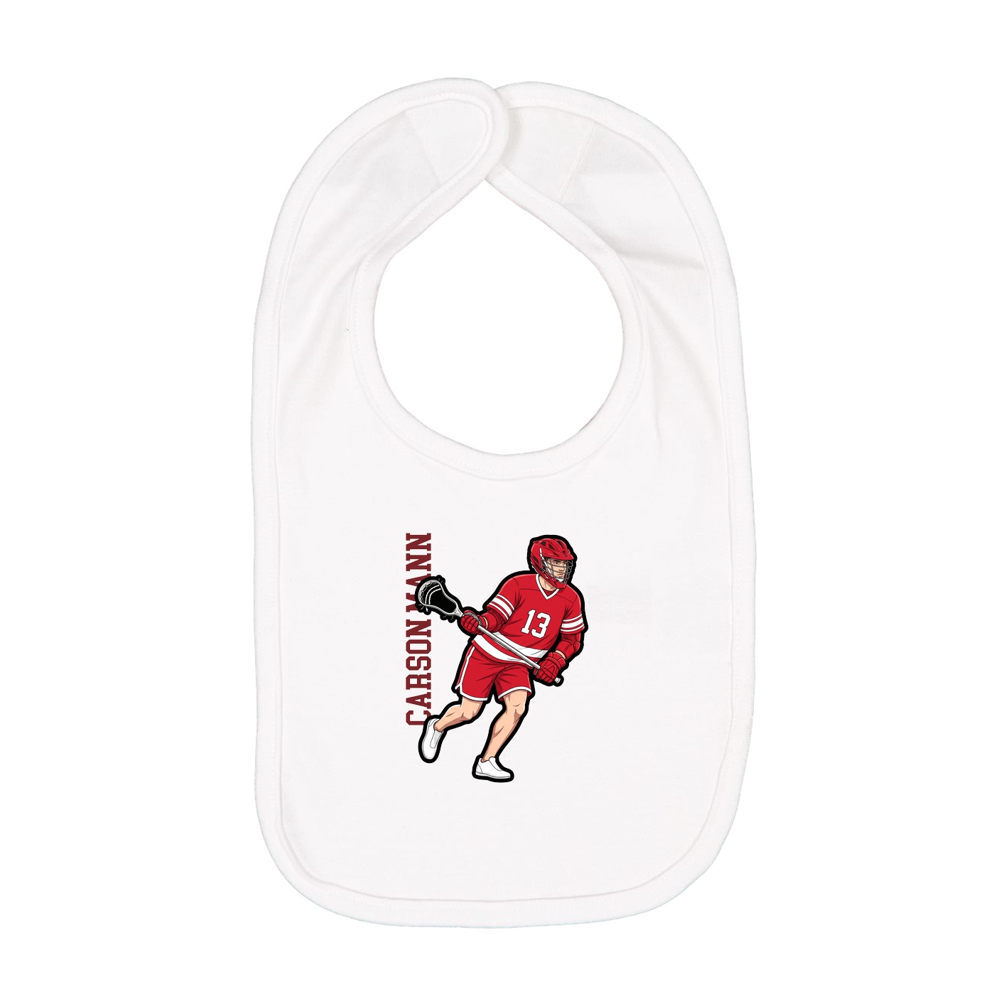 Infant Bib — Name Vertical in White
