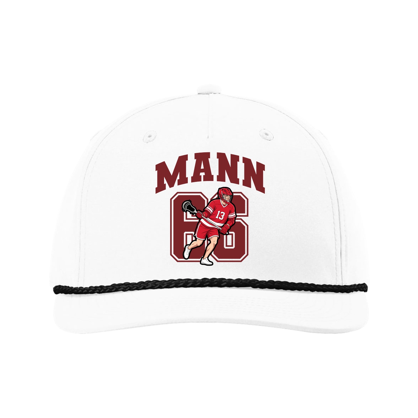 Five-Panel Classic Rope Cap — Number in White