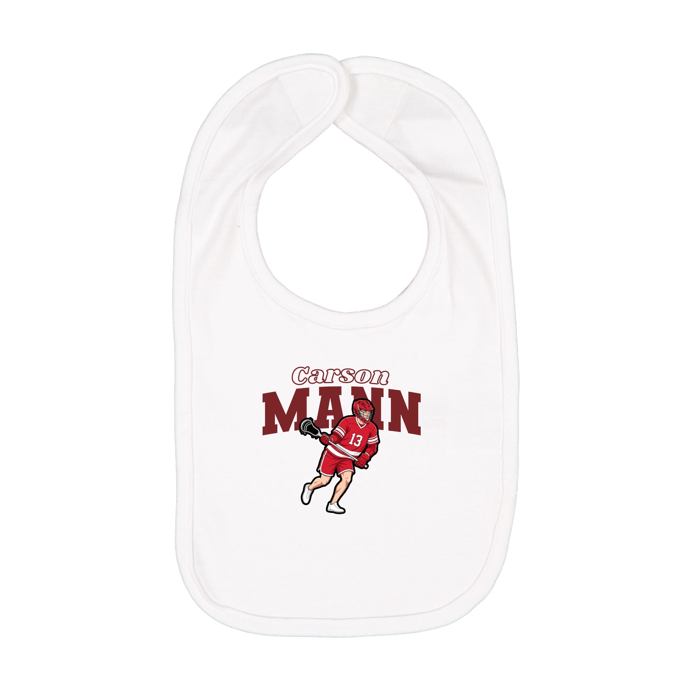 Infant Bib — Name Arch in White