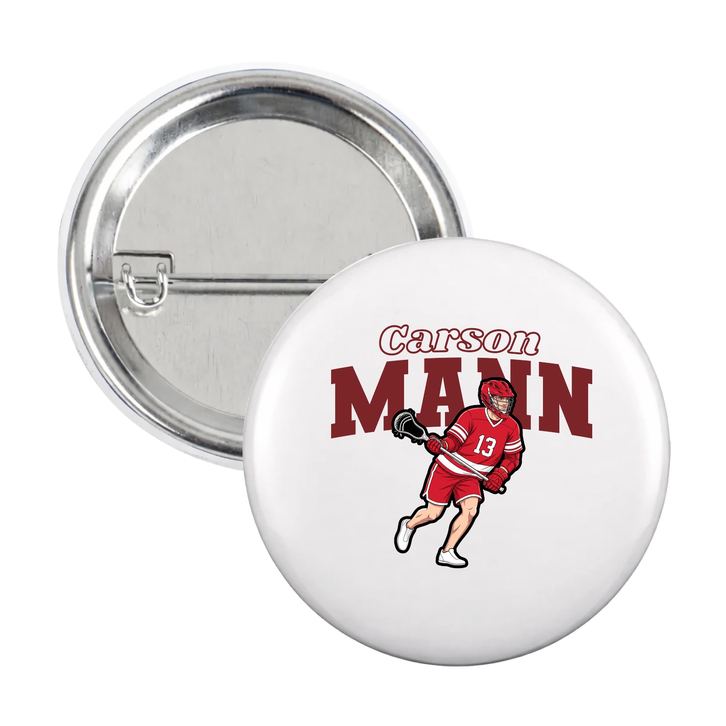 Game Day Button — Name Arch in White