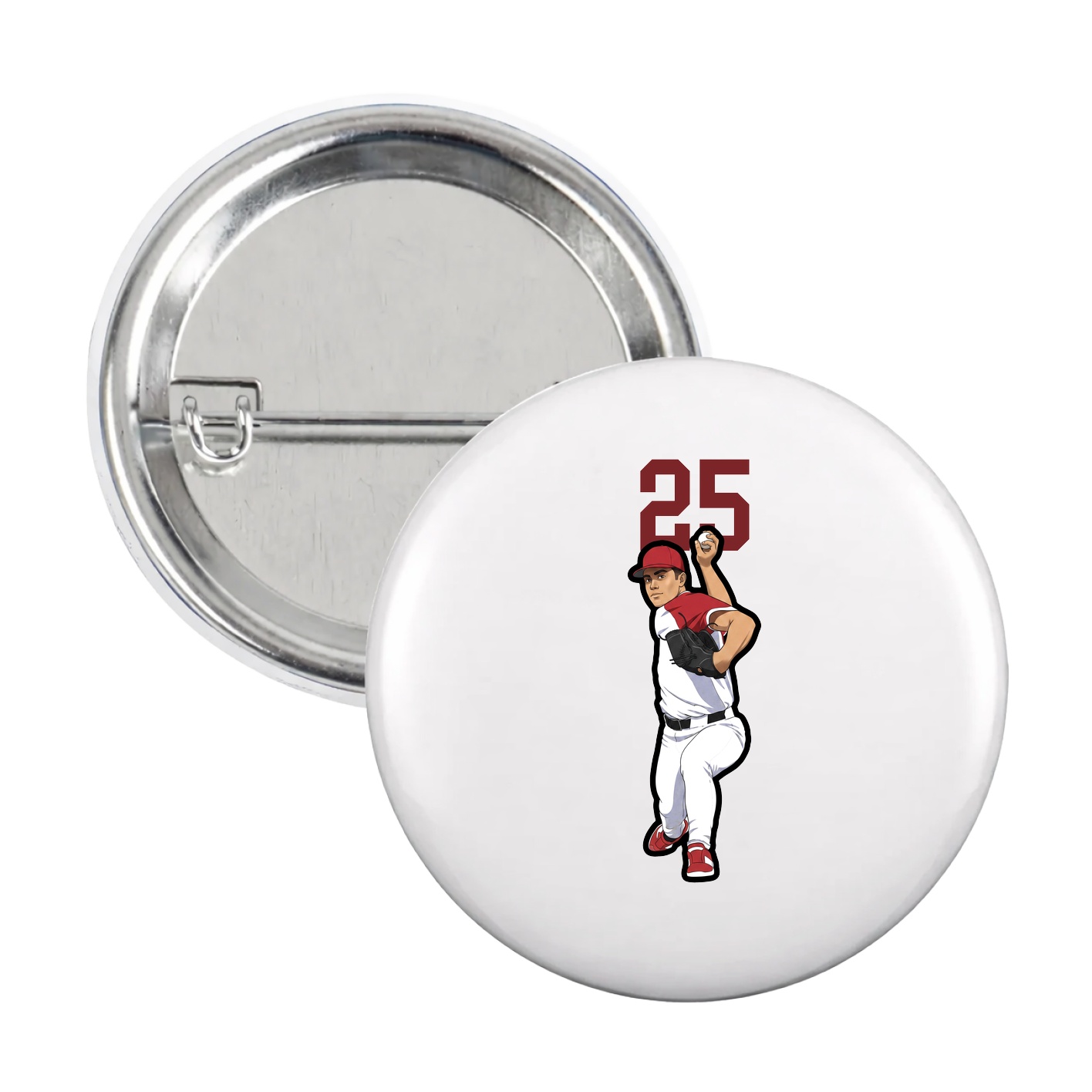 Game Day Button — Number Top in White