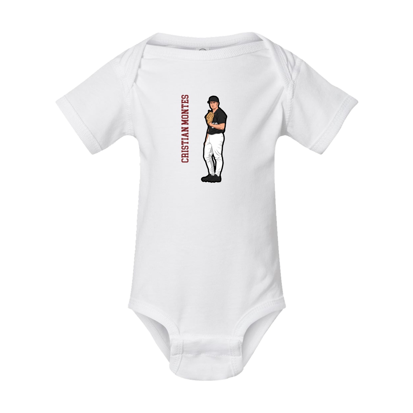 Baby Onesie — Name Vertical in White