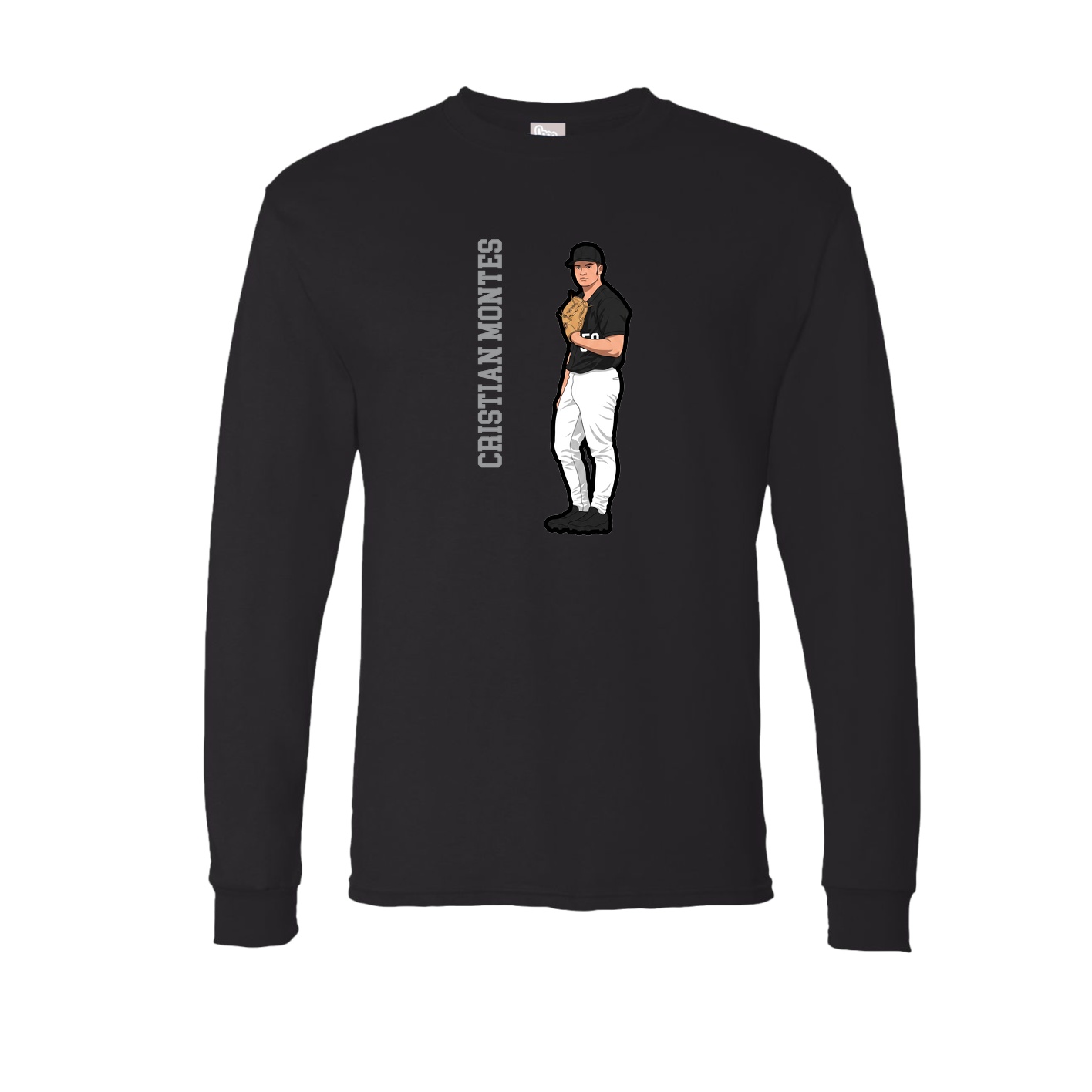 Long Sleeve Tee — Name Vertical in Black