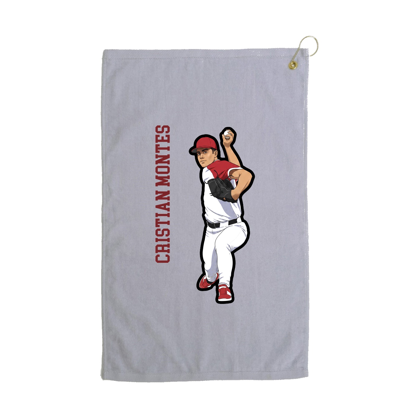 Golf Towel — Name Vertical in Grey