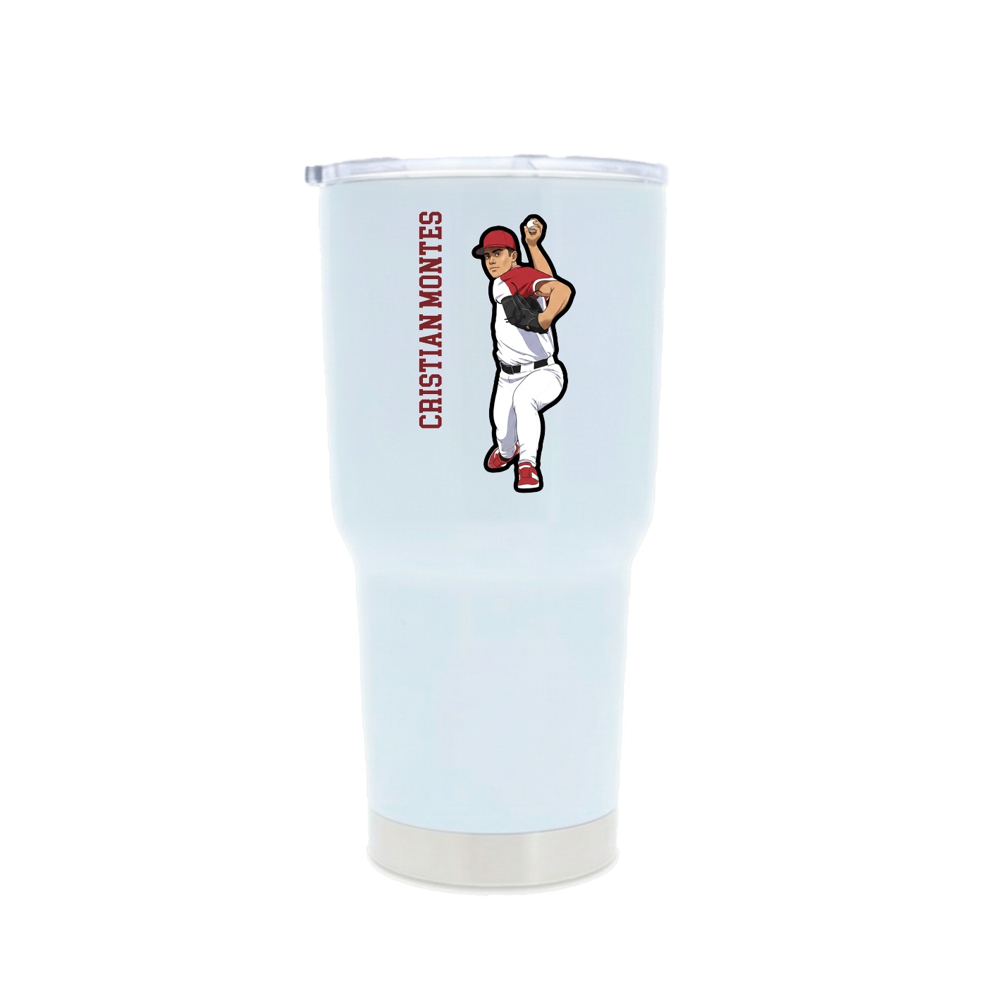 30oz Stainless Steel Tumbler — Name Vertical in White