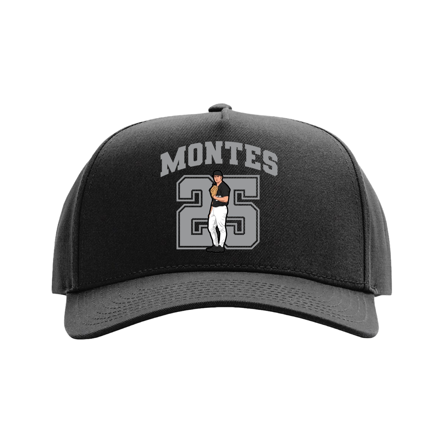 Full Fabric Five-Panel Champ Cap — Number in Black