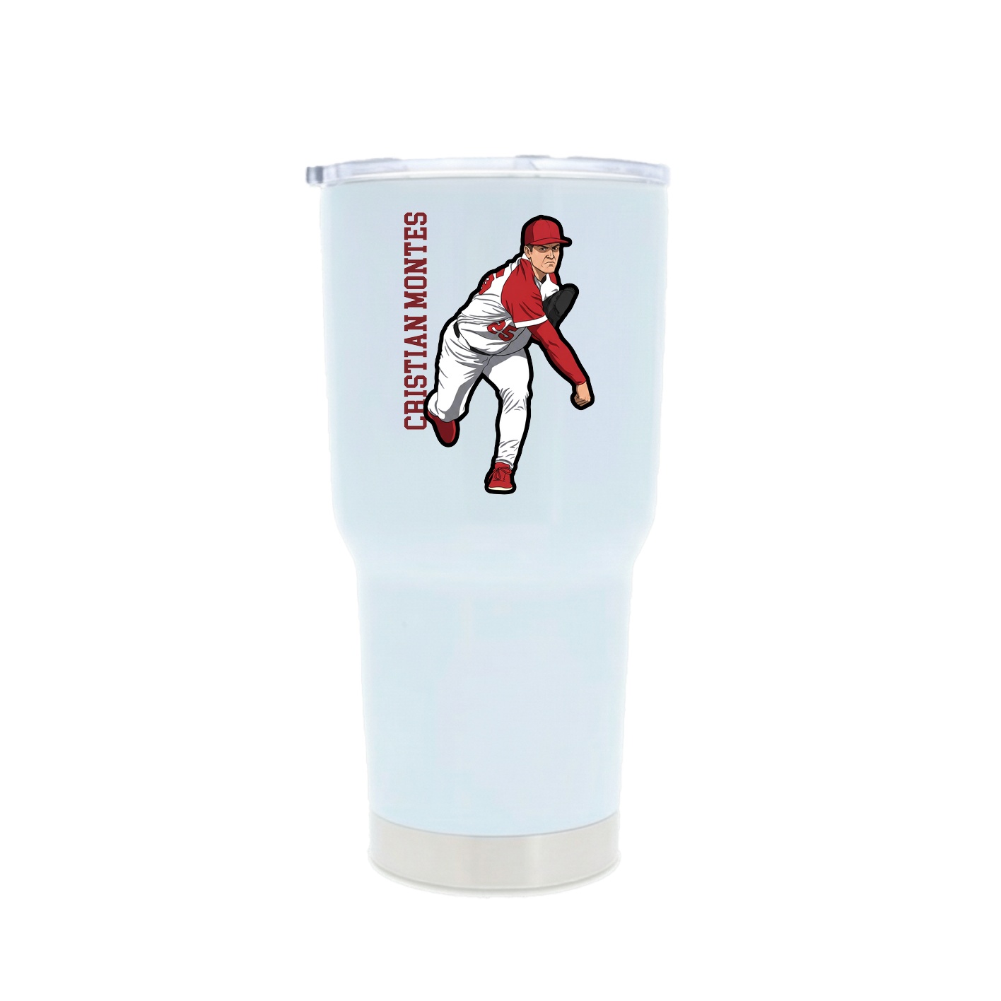 30oz Stainless Steel Tumbler — Name Vertical in White