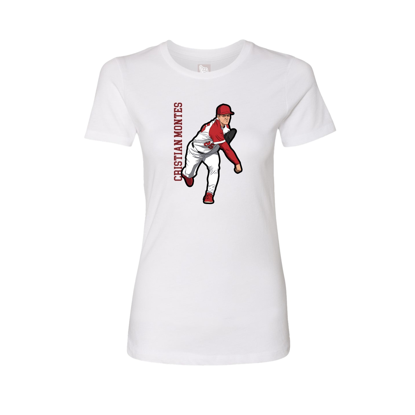 Fitted Women's Tee — Name Vertical in White