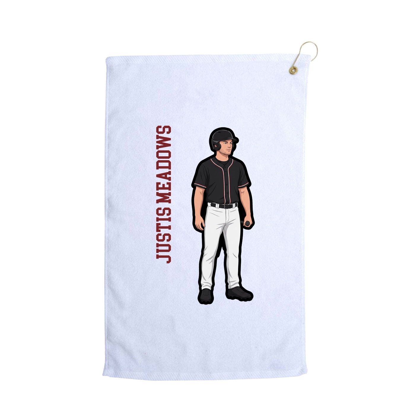 Golf Towel — Name Vertical in White
