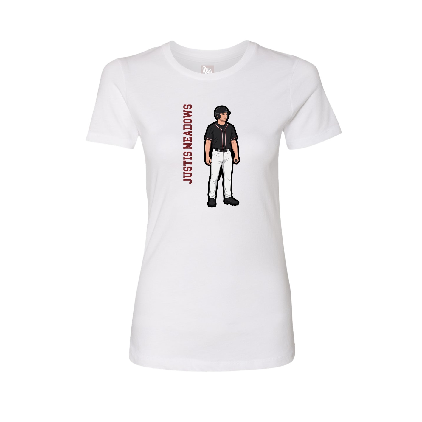 Fitted Women's Tee — Name Vertical in White