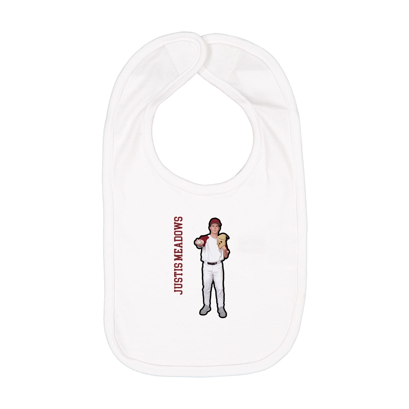 Infant Bib — Name Vertical in White