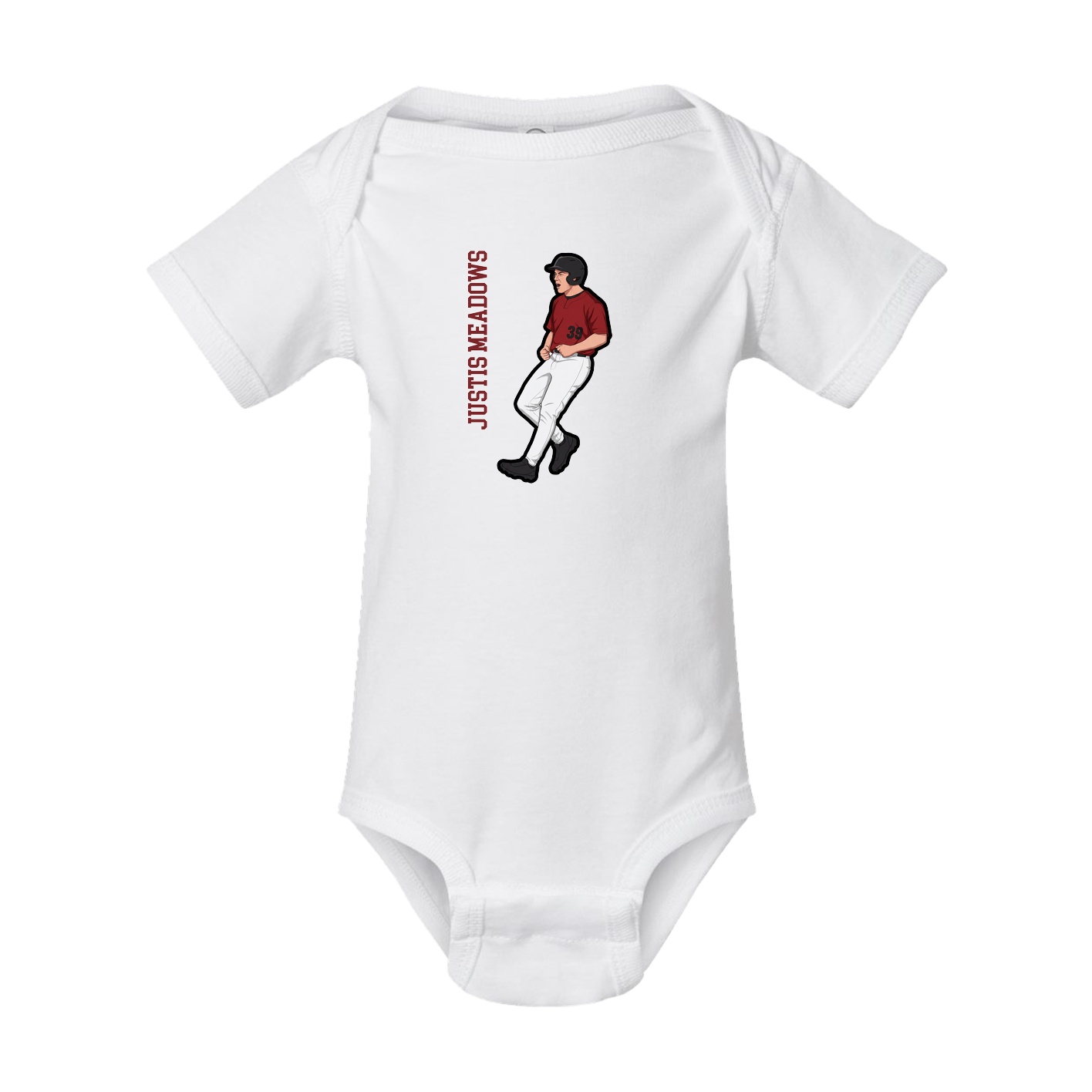 Baby Onesie — Name Vertical in White