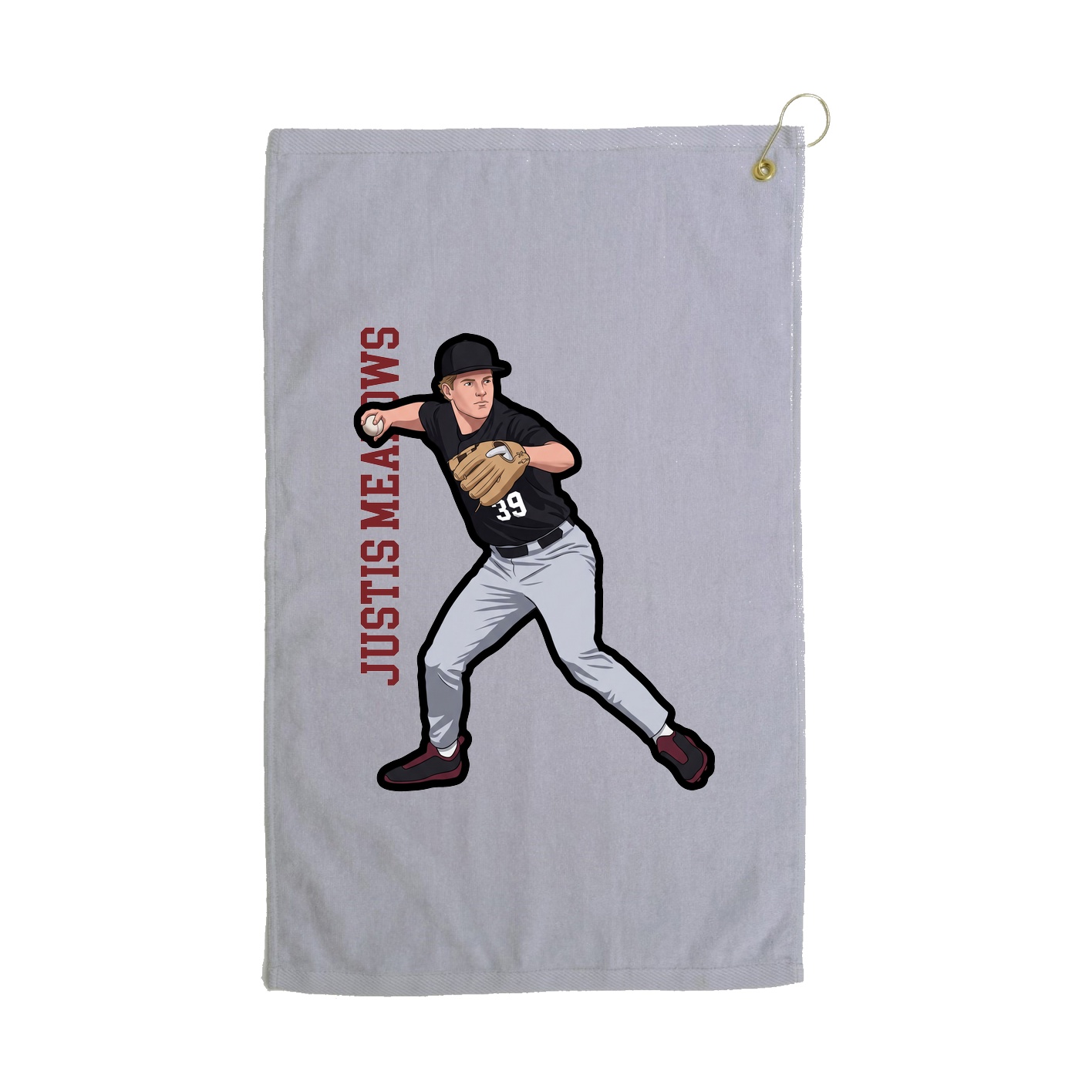 Golf Towel — Name Vertical in Grey