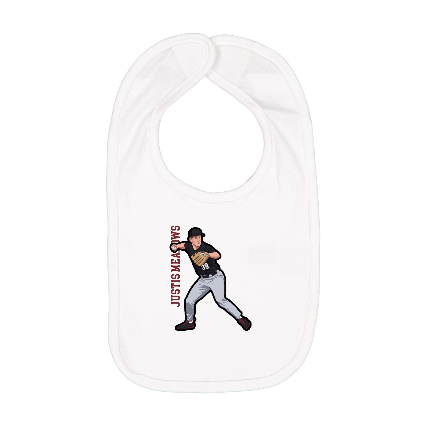 Infant Bib — Name Vertical in White