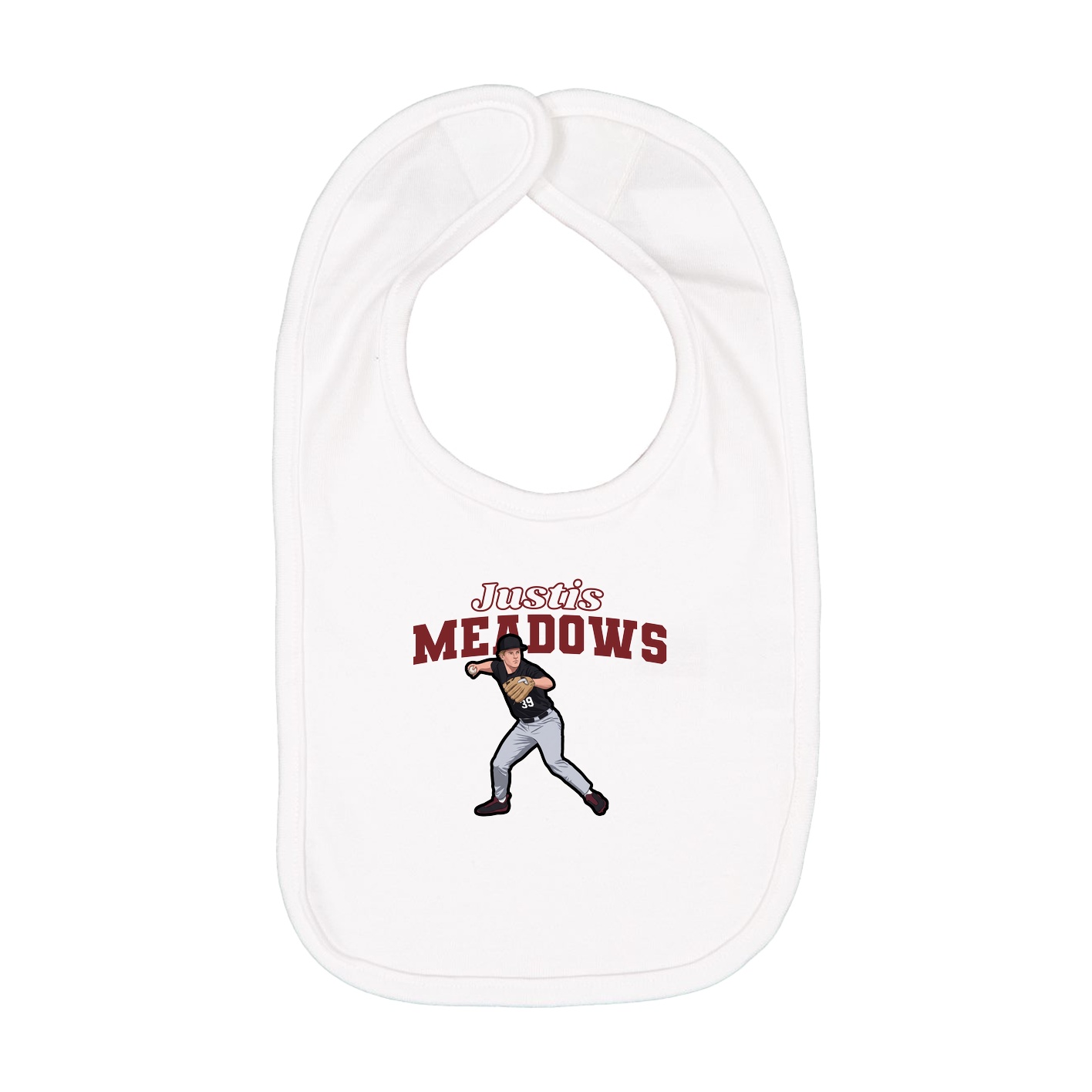 Infant Bib — Name Arch in White