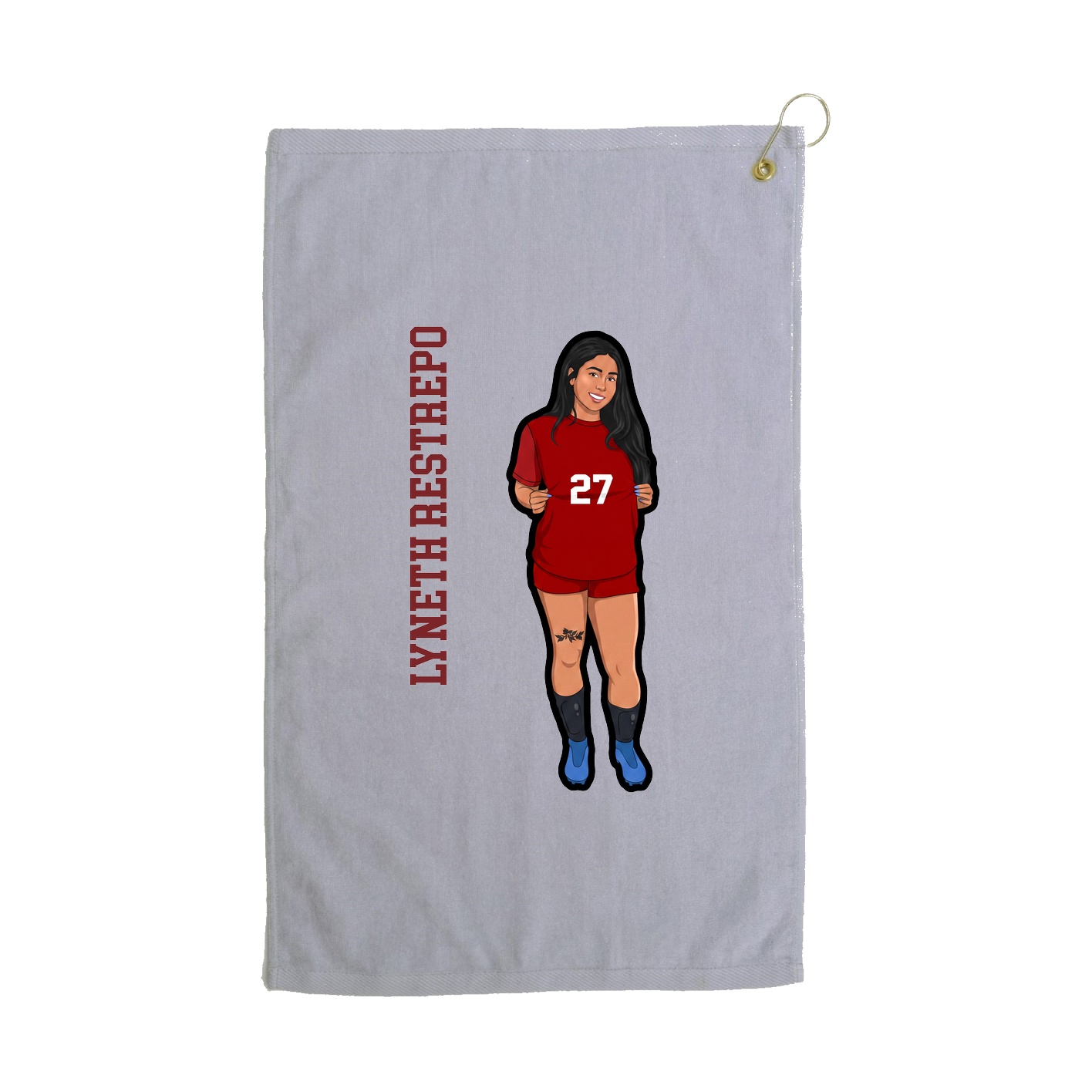 Golf Towel — Name Vertical in Grey