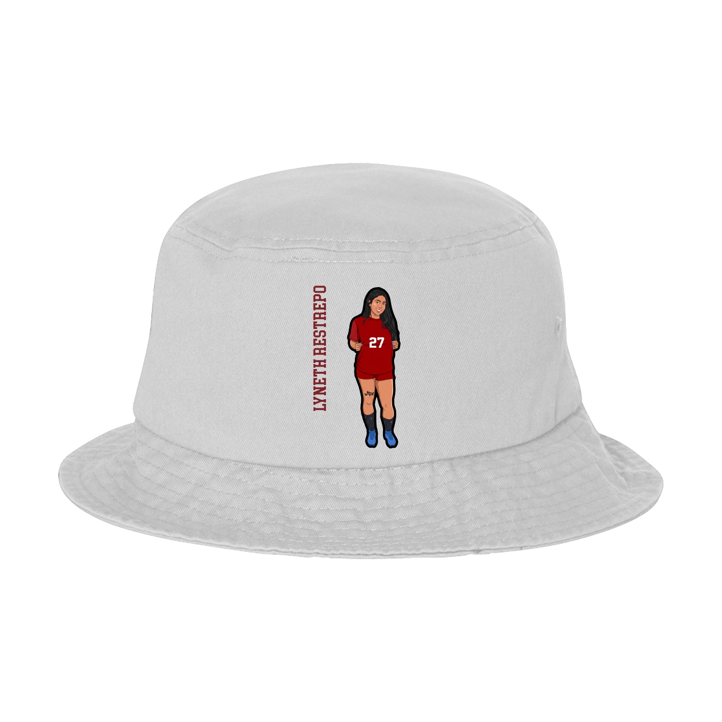 Bucket Cap — Name Vertical in White
