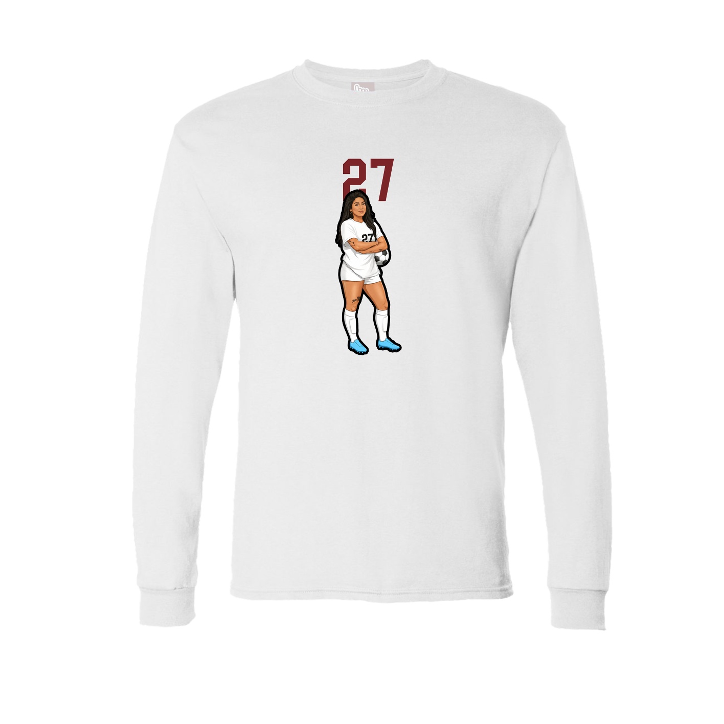 Long Sleeve Tee — Number Top in White