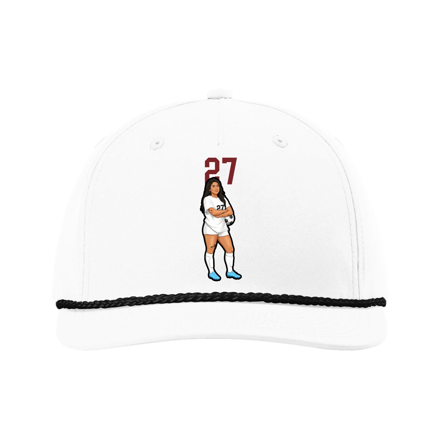 Five-Panel Classic Rope Cap — Number Top in White