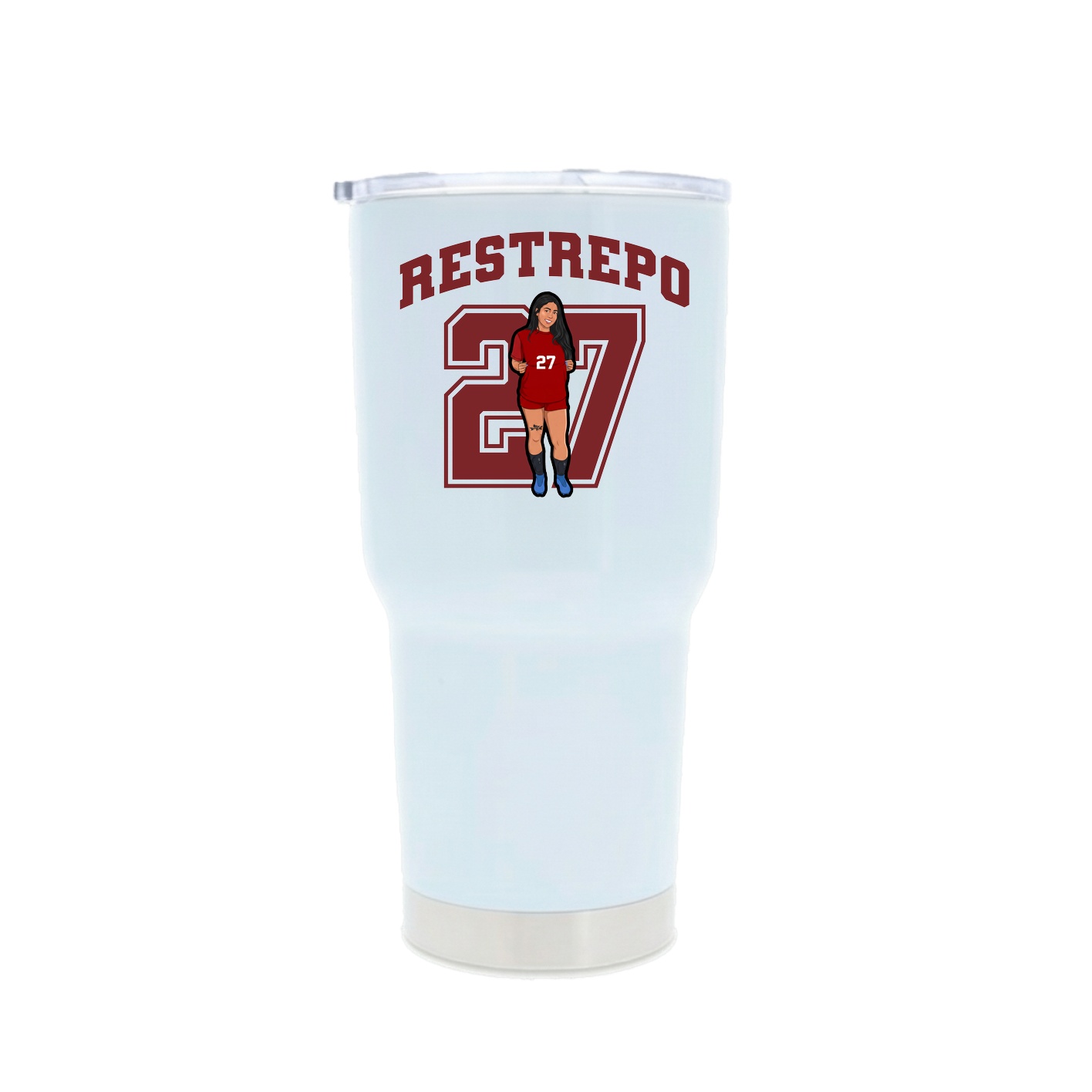 30oz Stainless Steel Tumbler — Number in White
