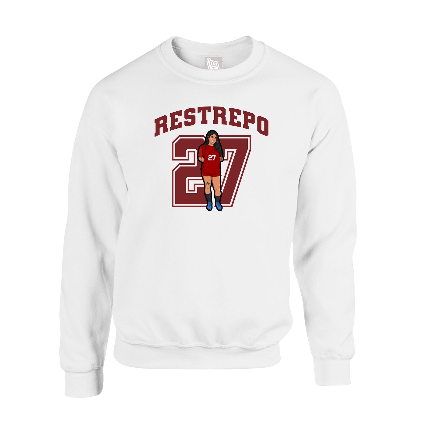 Fleece Crew — Number in White