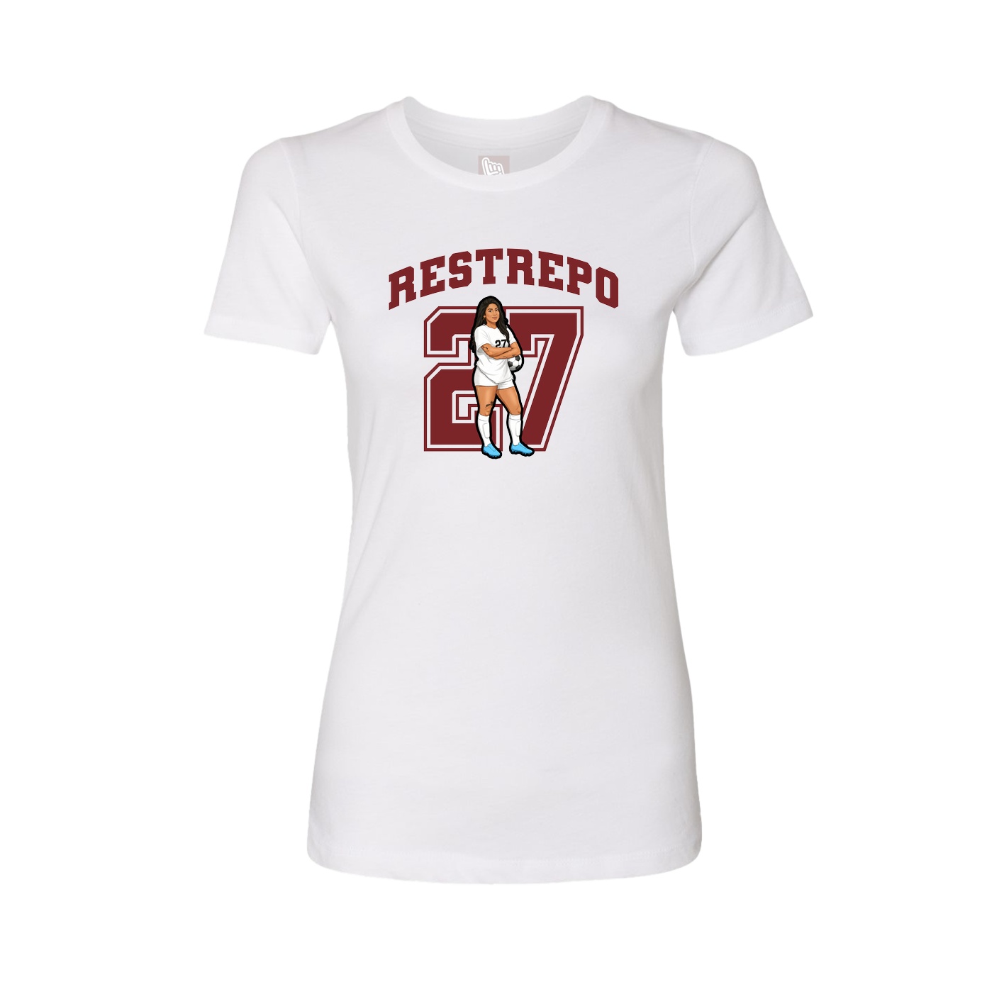 Fitted Women's Tee — Number in White