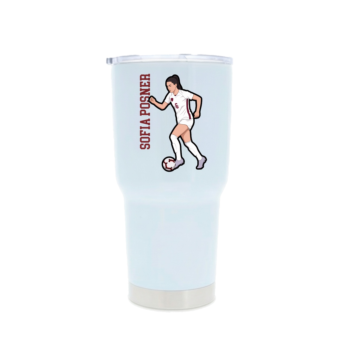 30oz Stainless Steel Tumbler — Name Vertical in White