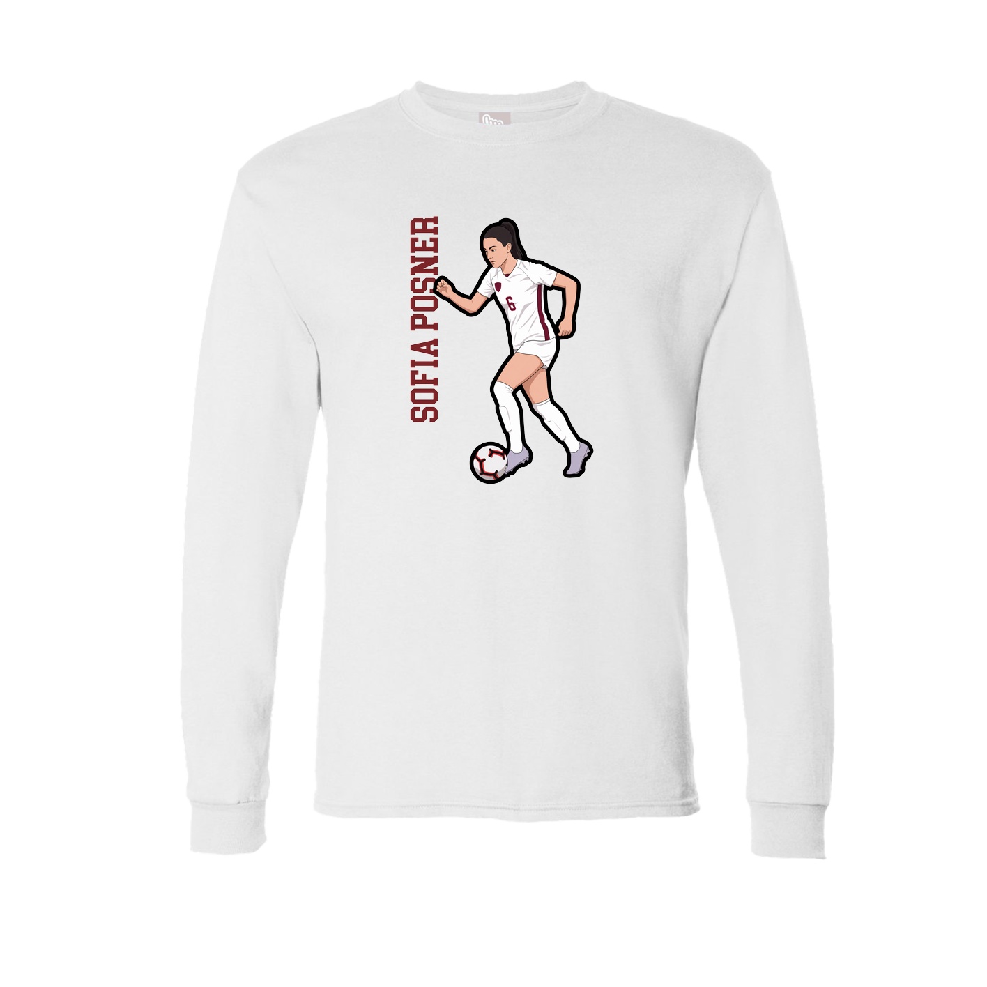 Long Sleeve Tee — Name Vertical in White