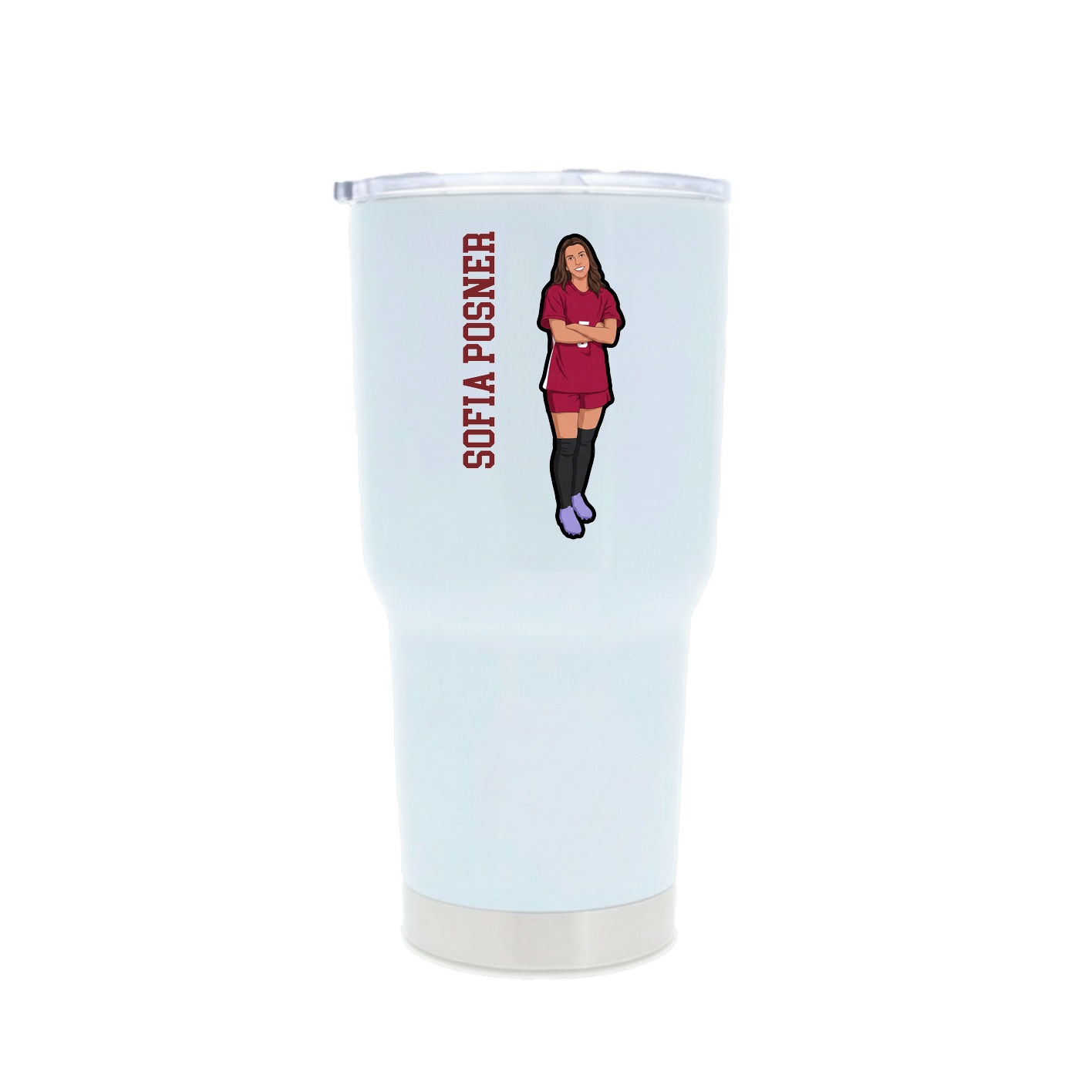 30oz Stainless Steel Tumbler — Name Vertical in White