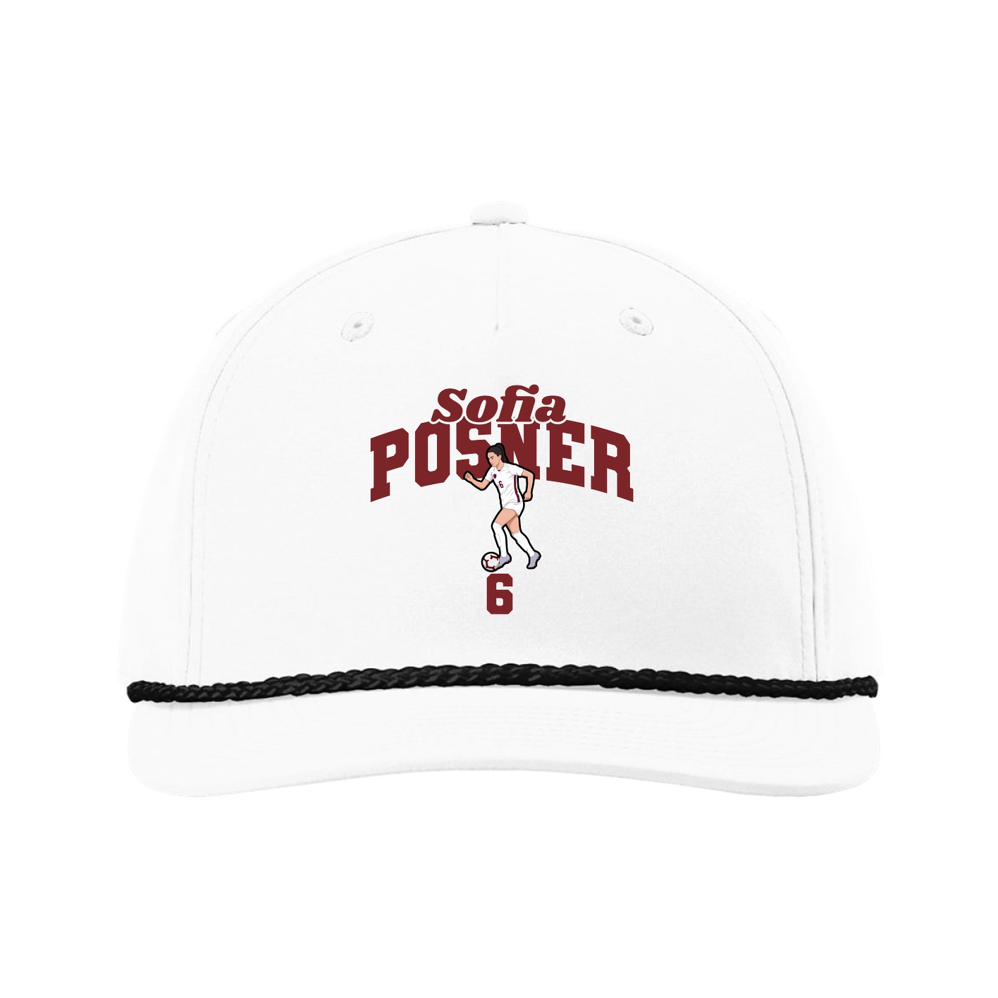 Five-Panel Classic Rope Cap — Signature Arch in White