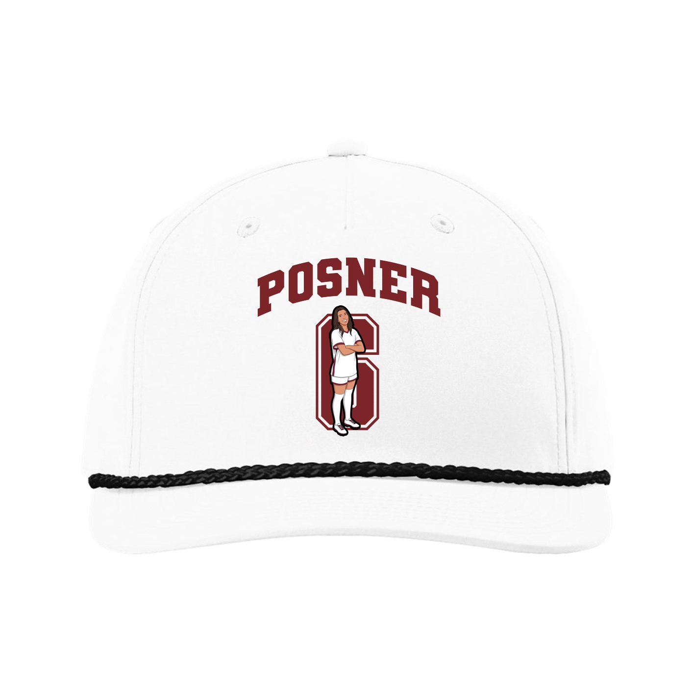 Five-Panel Classic Rope Cap — Number in White