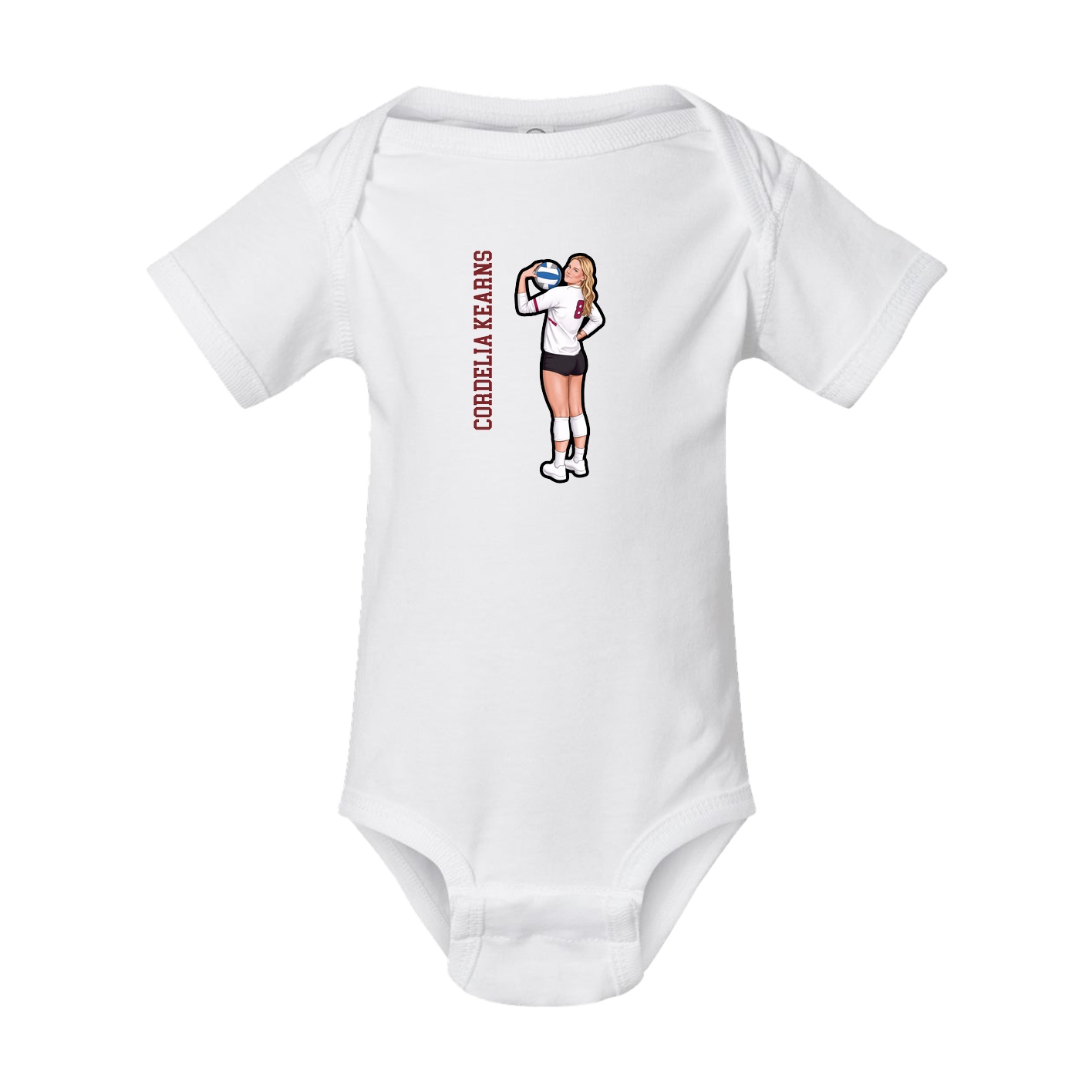 Baby Onesie — Name Vertical in White