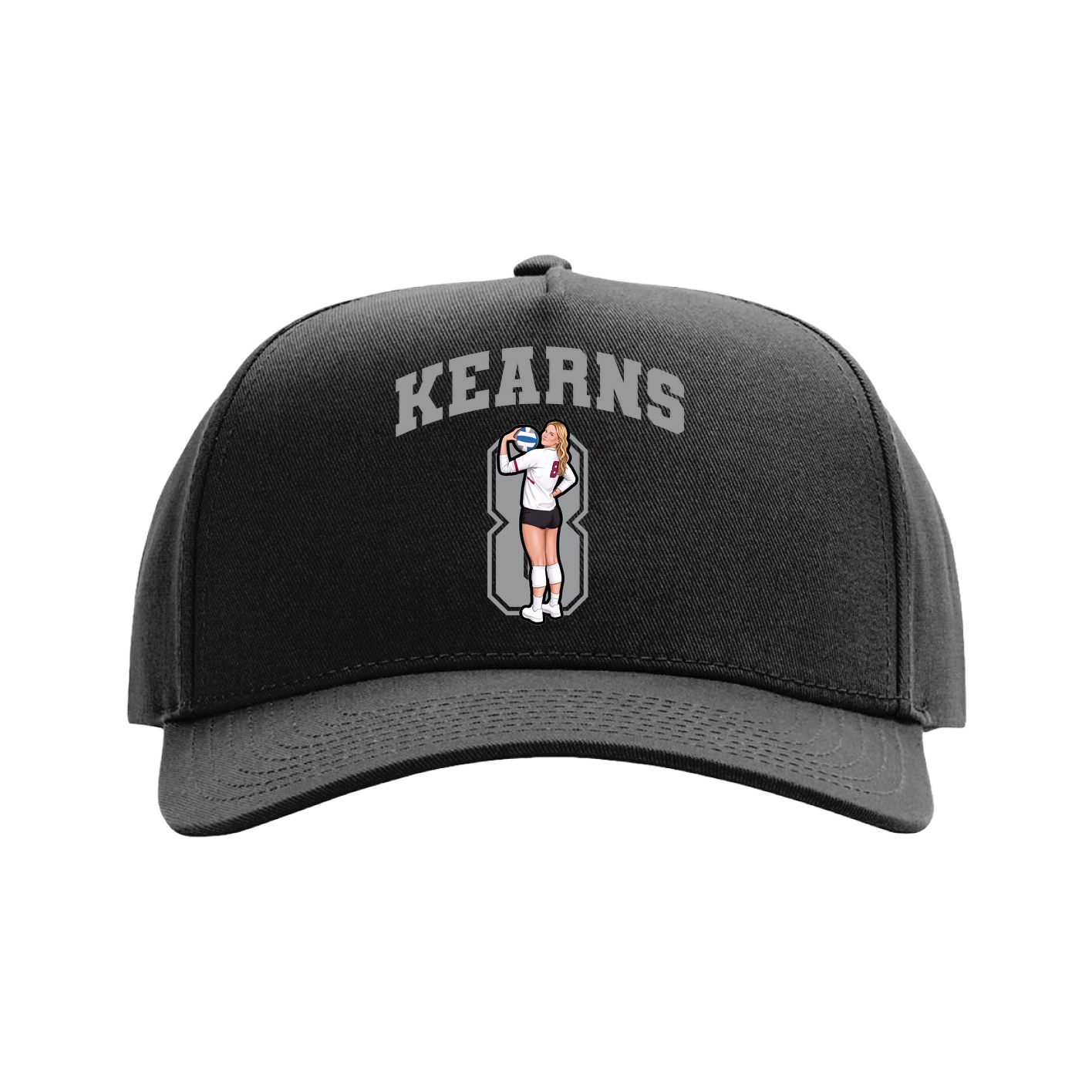 Full Fabric Five-Panel Champ Cap — Number in Black