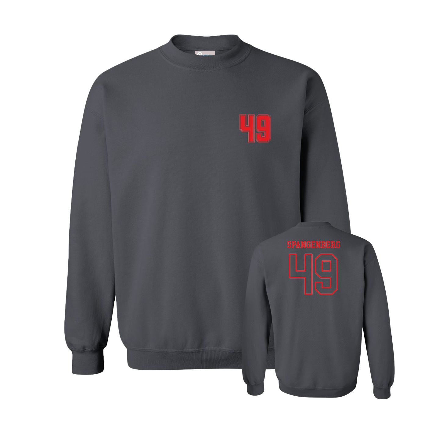Fleece Crew — Chest Back in Grey