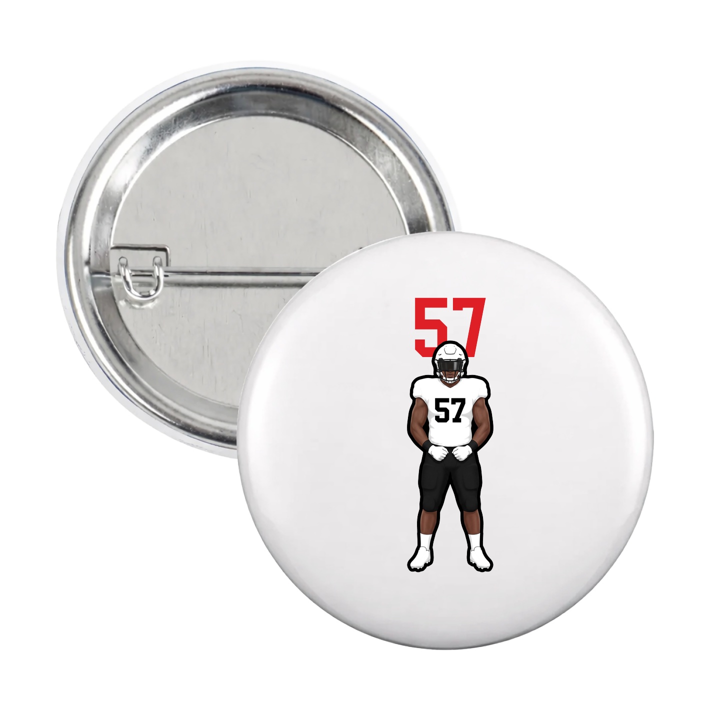 Game Day Button — Number Top in White