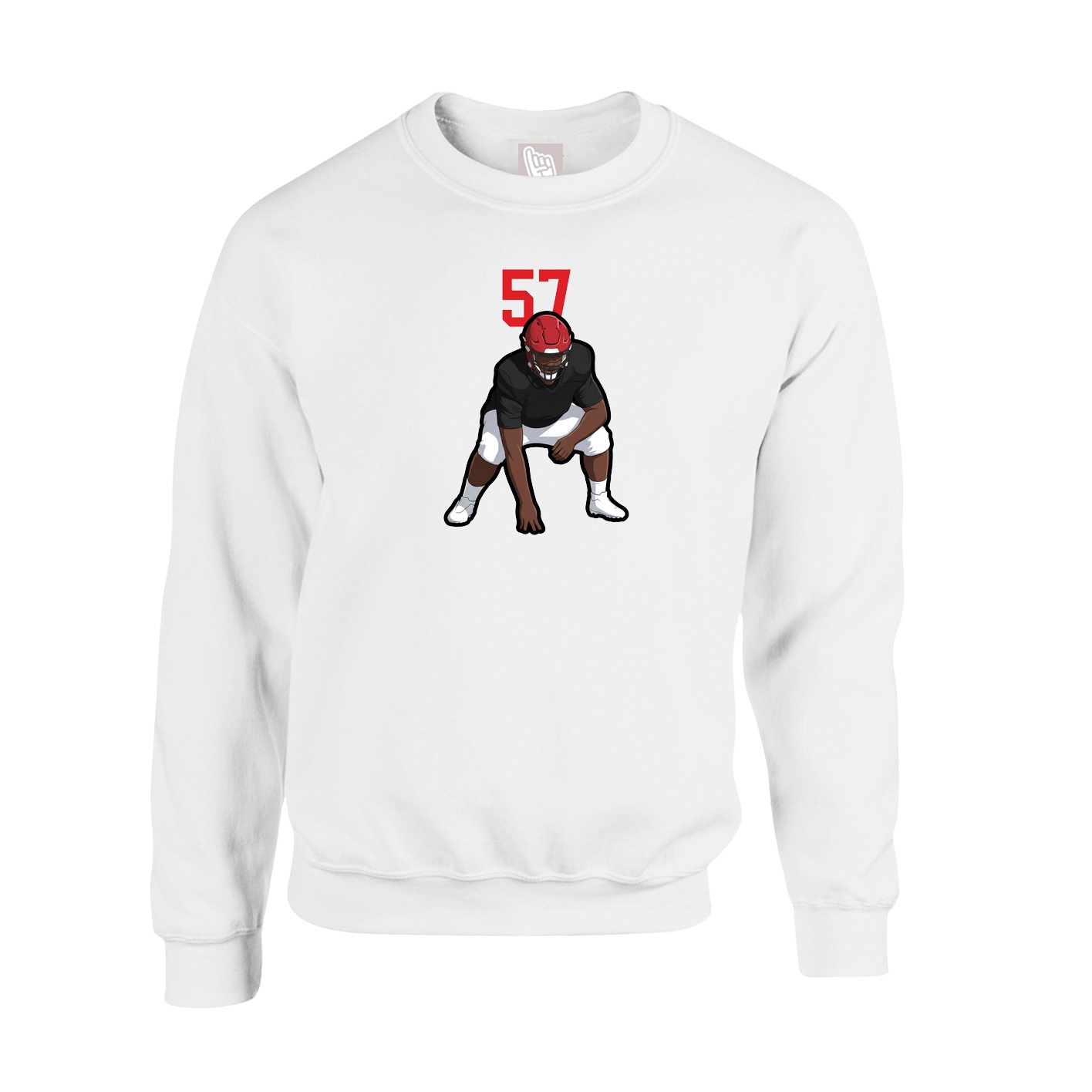Fleece Crew — Number Top in White