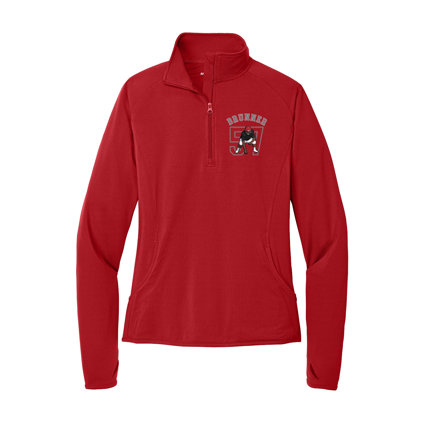 Women's Q-Zip Pullover — Shirsey Arch in Red