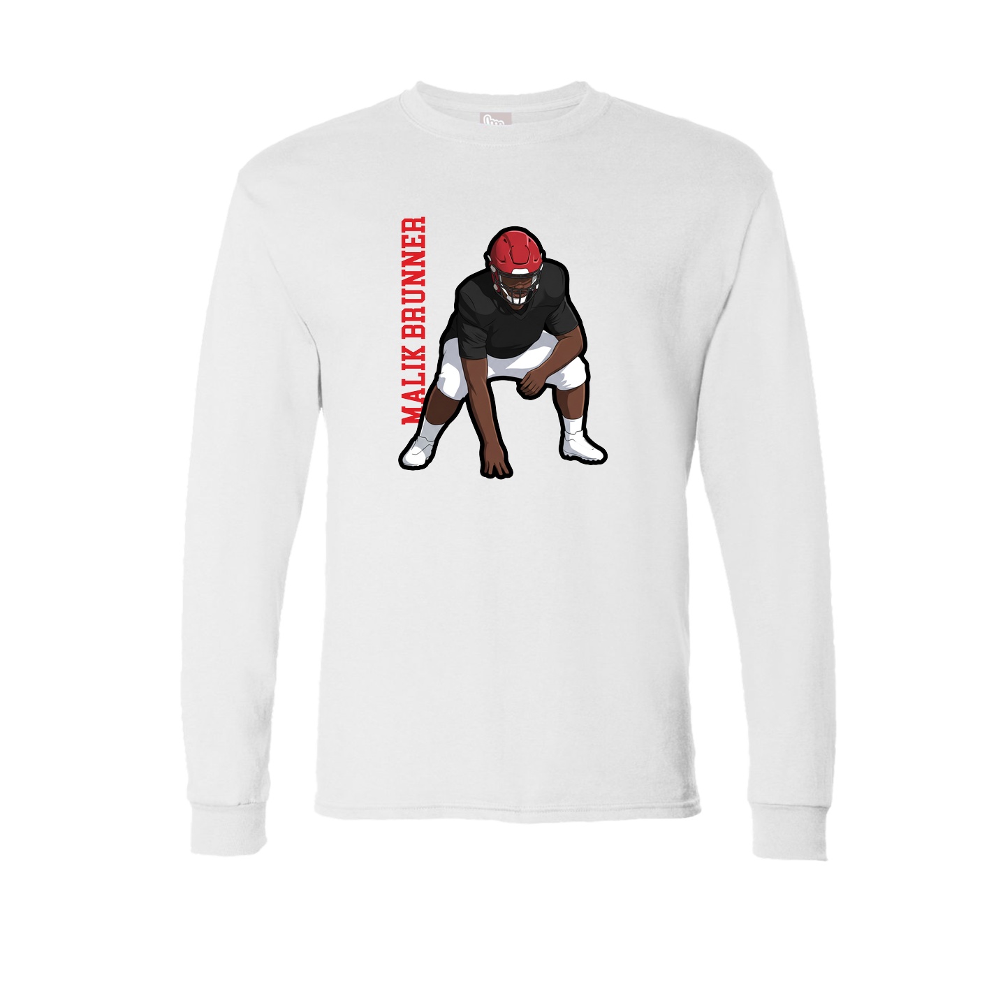 Long Sleeve Tee — Name Vertical in White