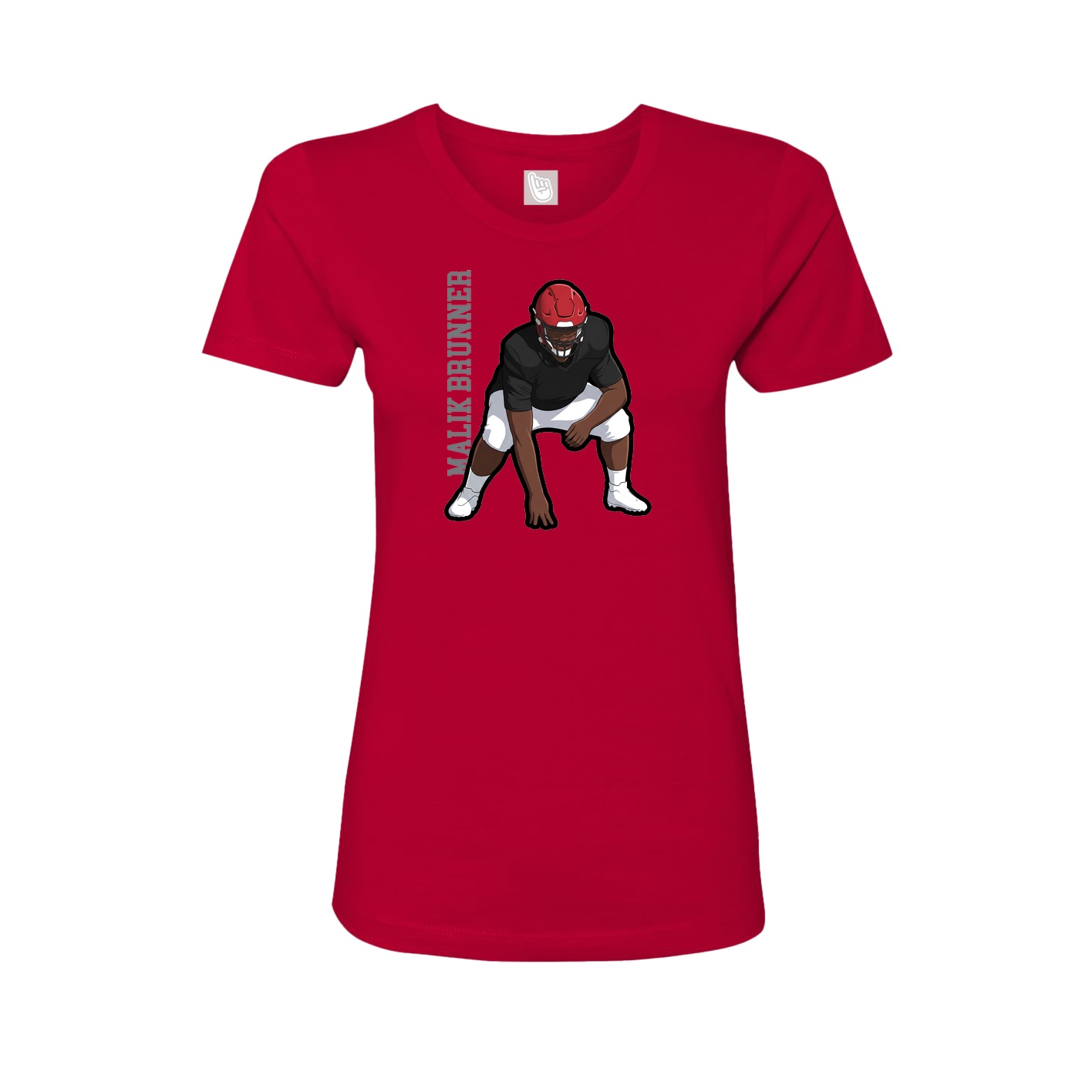 Fitted Women's Tee — Name Vertical in Red