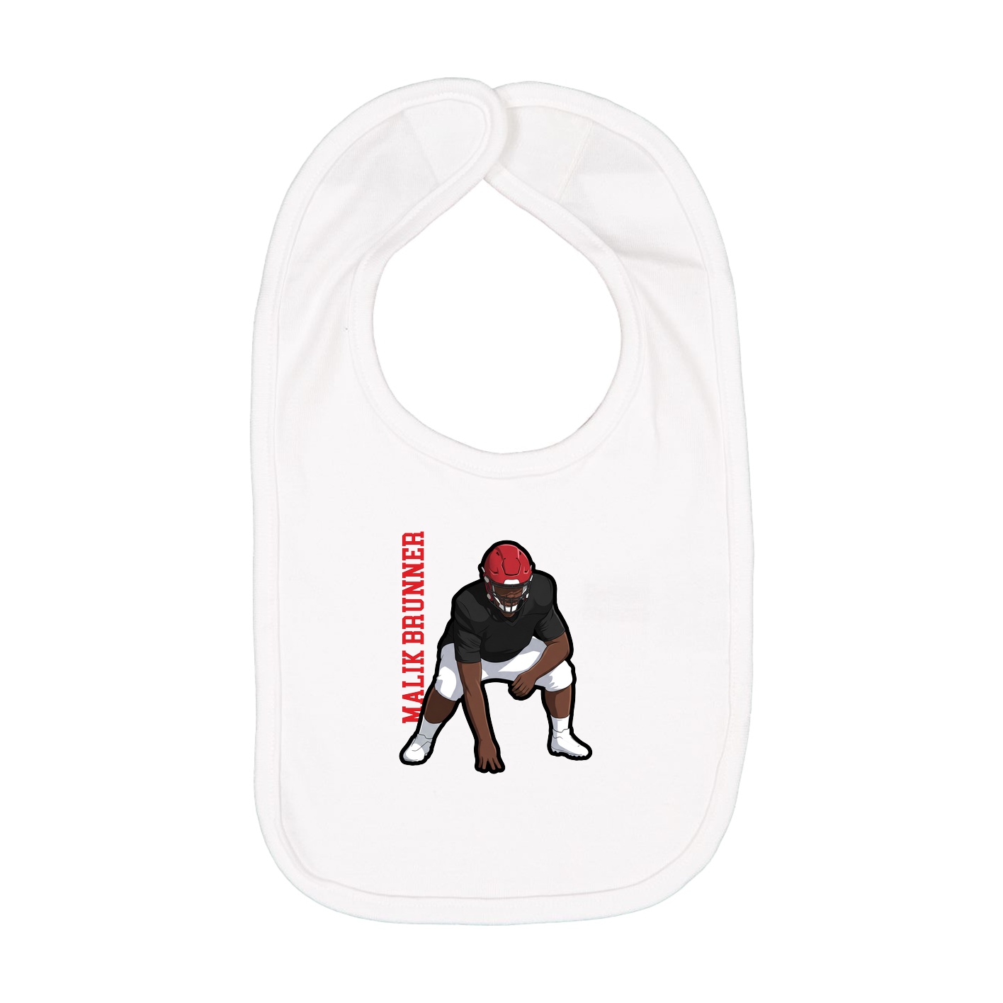 Infant Bib — Name Vertical in White
