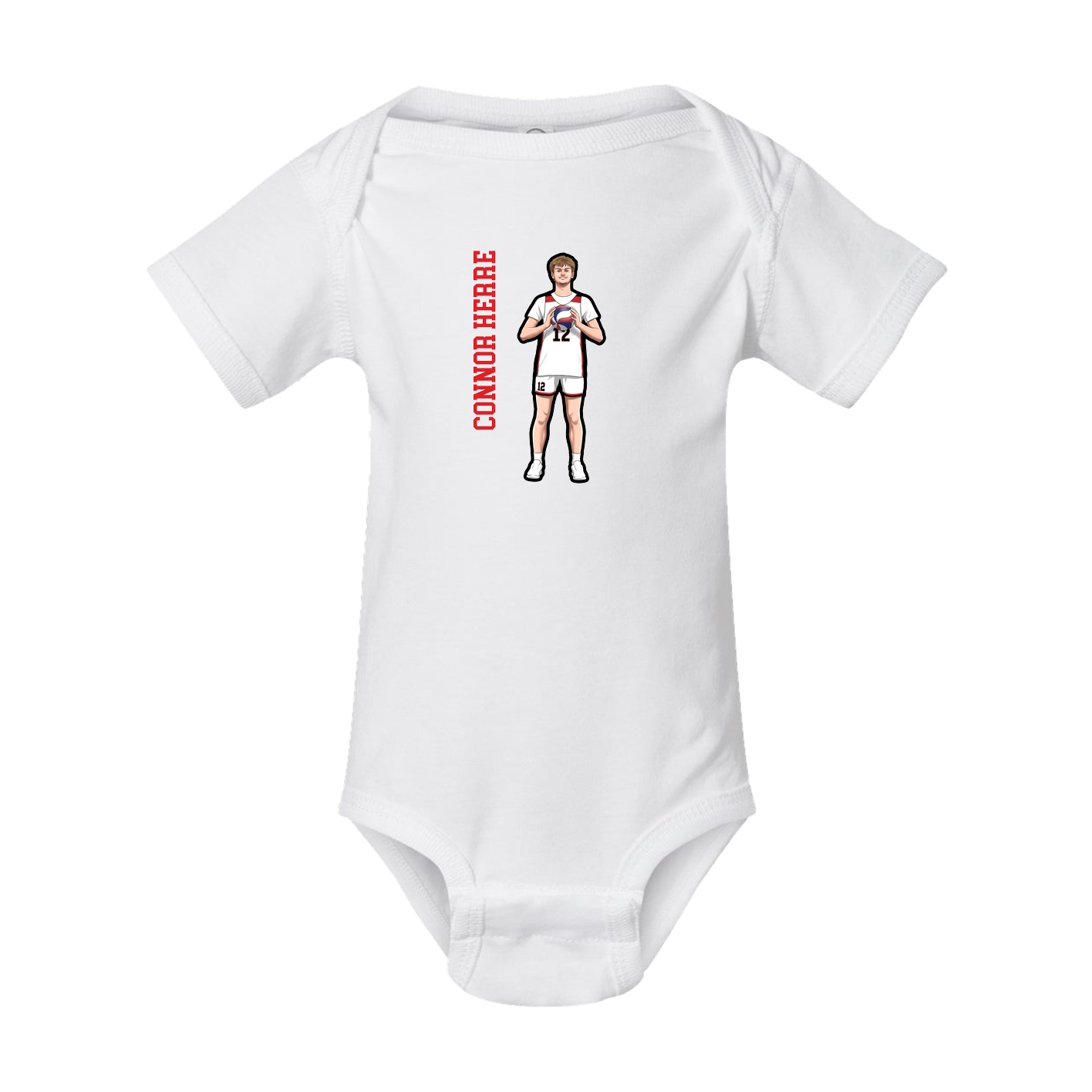 Baby Onesie — Name Vertical in White
