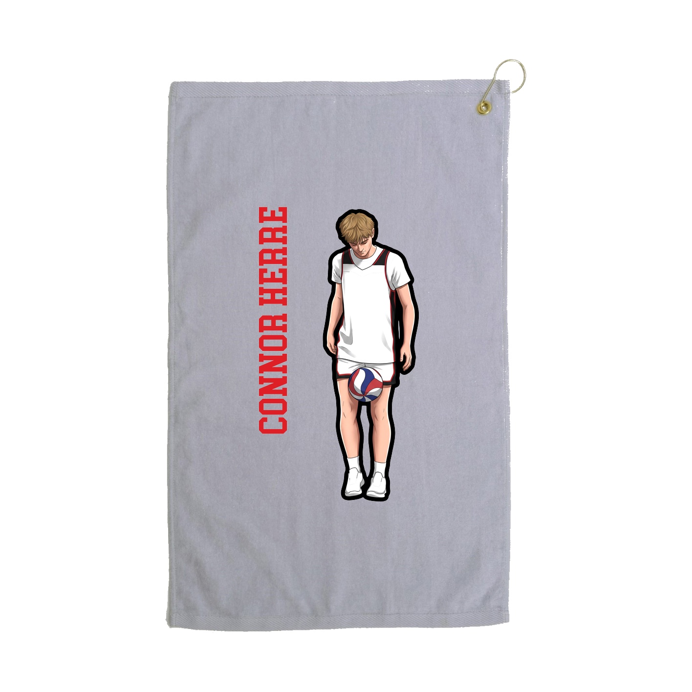 Golf Towel — Name Vertical in Grey