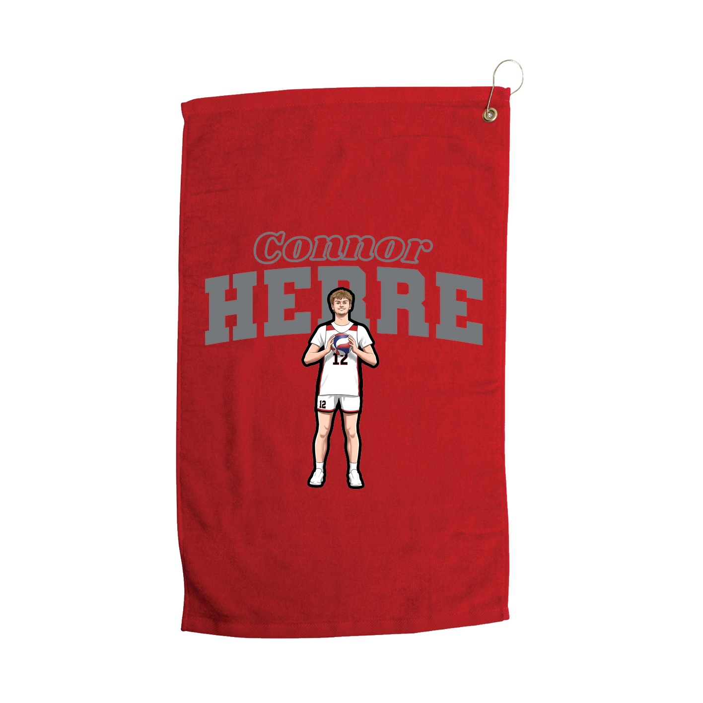 Golf Towel — Name Arch in Red