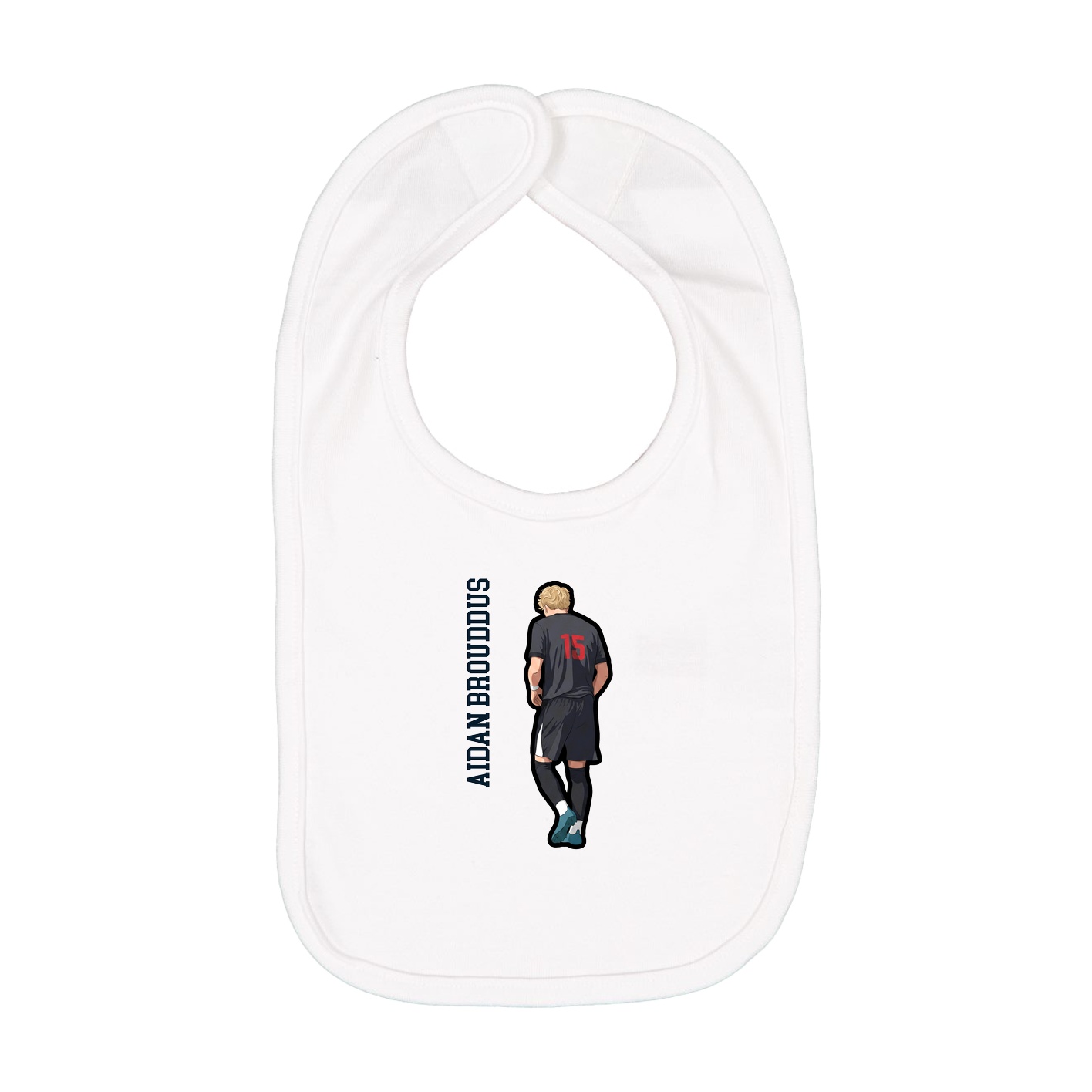 Infant Bib — Name Vertical in White
