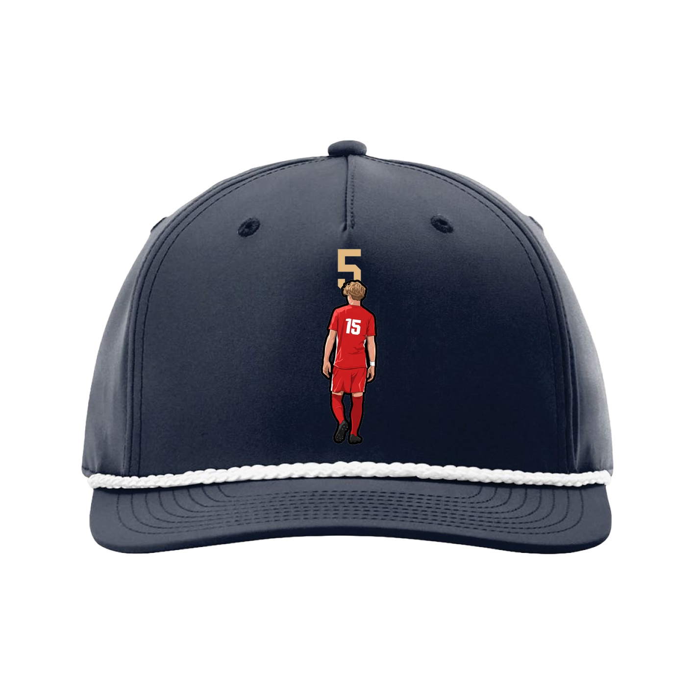 Five-Panel Classic Rope Cap — Number Top in Navy